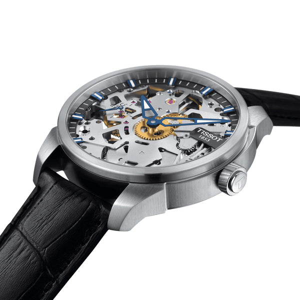TISSOT 天梭 T-Complication 鏤空手上鏈機械腕錶 43mm T0704051641100