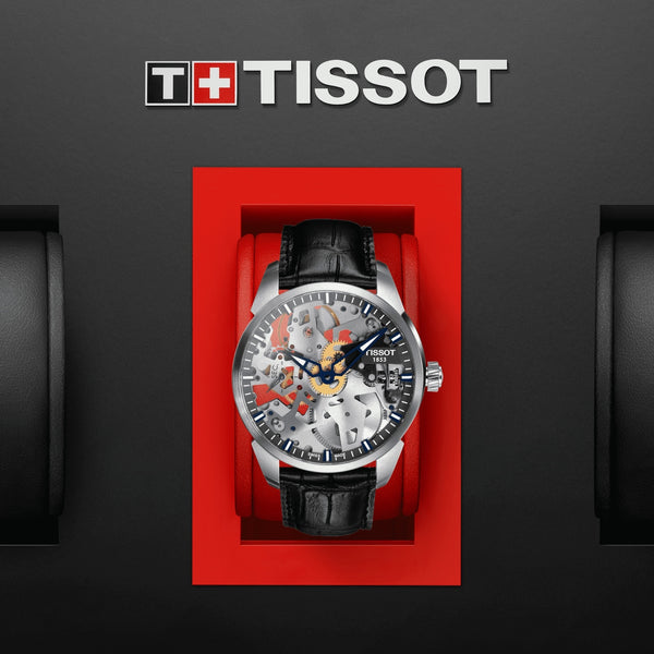 TISSOT 天梭 T-Complication 鏤空手上鏈機械腕錶 43mm T0704051641100