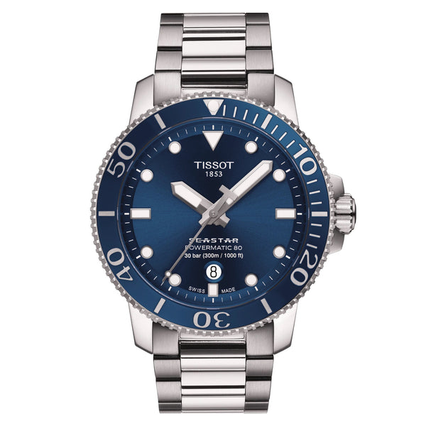 TISSOT SEASTAR 1000 天梭海星系列300米潛水機械錶 T1204071104103 藍色