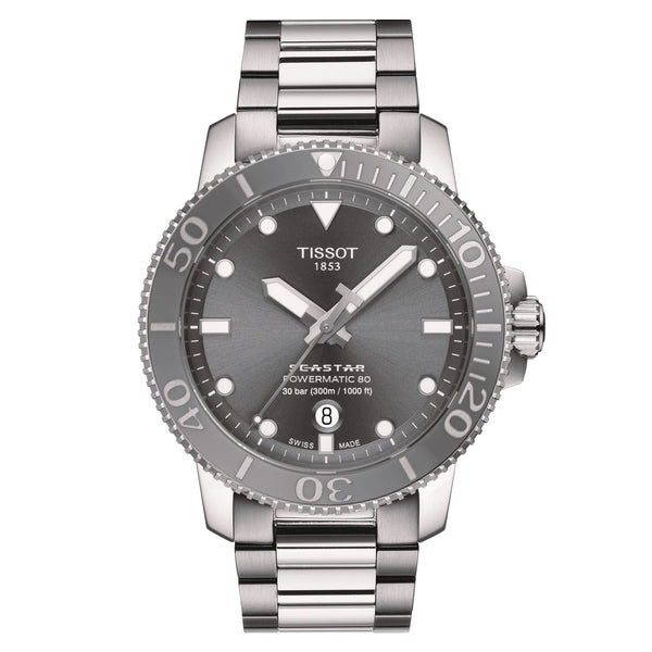 TISSOT SEASTAR 1000 天梭海星系列300米潛水機械錶 T1204071108101 灰色