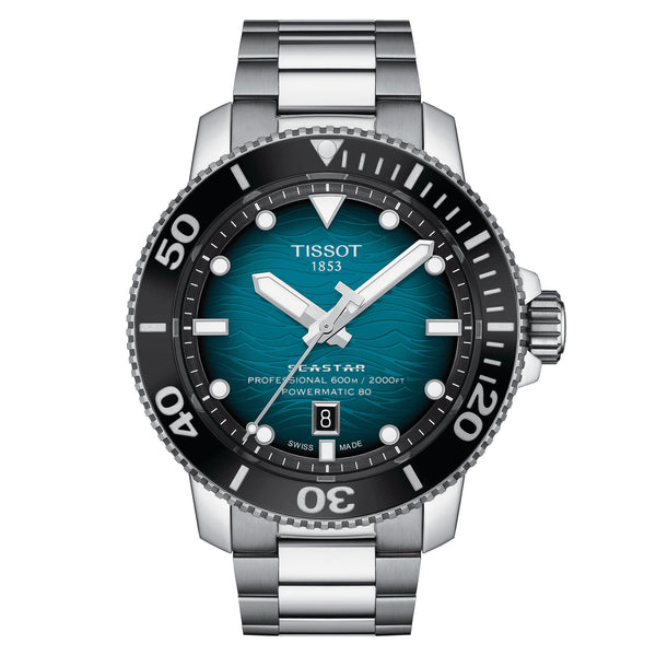 TISSOT SEASTAR 2000 天梭海星系列600米潛水機械錶漸層綠 46mm T1206071104100