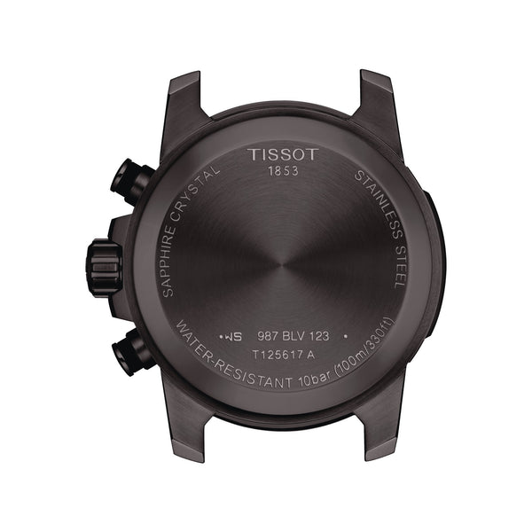 TISSOT 天梭 SUPERSPORT CHRONO 三眼計時黑色PVD石英腕錶 45.5mm T1256173305100