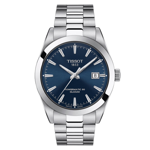 TISSOT Gentleman 天梭紳士系列 80小時矽游絲機械手錶 藍 40mm T1274071104100