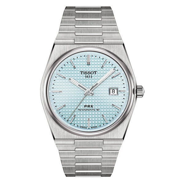 TISSOT 天梭 PRX 系列80小時自動款機械腕錶 冰藍面 40mm T1374071135100