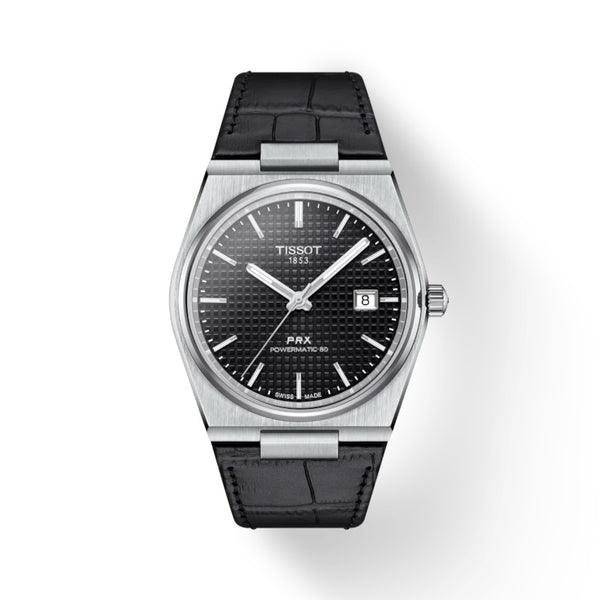TISSOT 天梭 PRX Powermatic 80 機械腕錶黑面皮帶款 T1374071605100