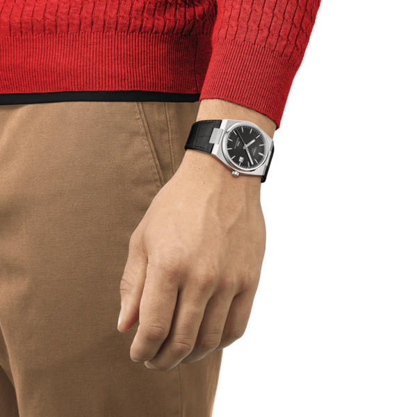 TISSOT 天梭 PRX Powermatic 80 機械腕錶黑面皮帶款 T1374071605100