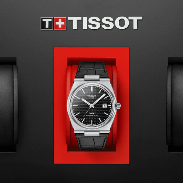 TISSOT 天梭 PRX Powermatic 80 機械腕錶黑面皮帶款 T1374071605100