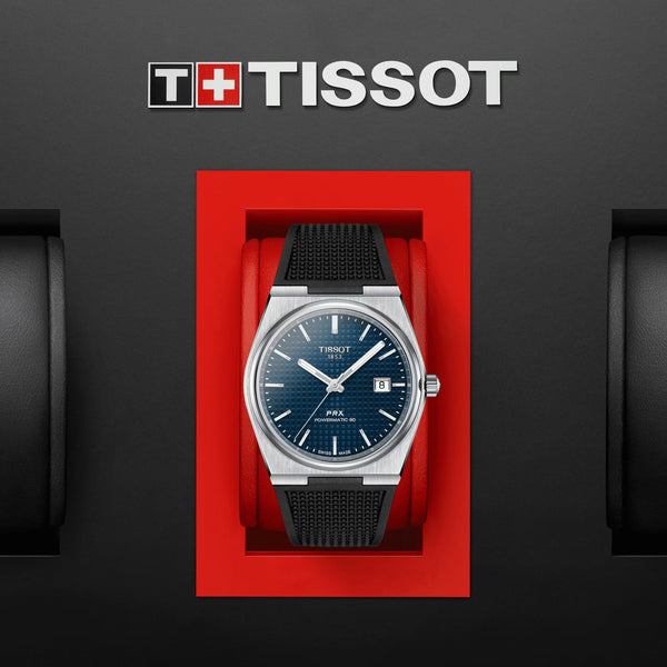 TISSOT 天梭 PRX 系列80小時自動款機械腕錶藍面膠帶款 40mm T1374071704100