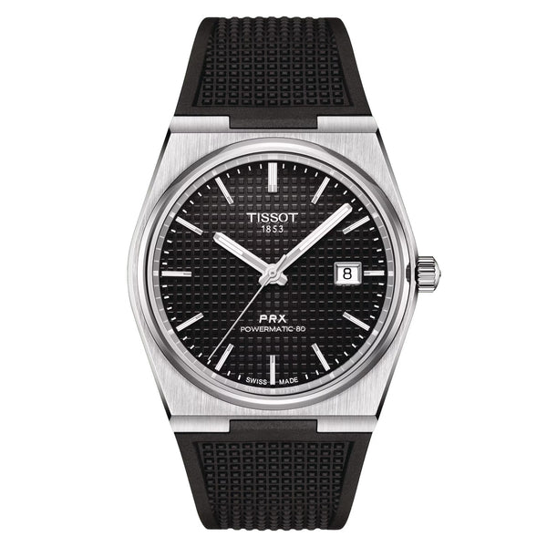 TISSOT 天梭 PRX 系列80小時自動款機械腕錶黑面膠帶款 40mm T1374071705100