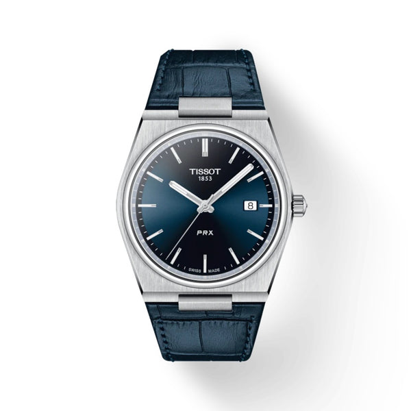 TISSOT 天梭 PRX 石英腕錶藍面皮帶款 T1374101604100