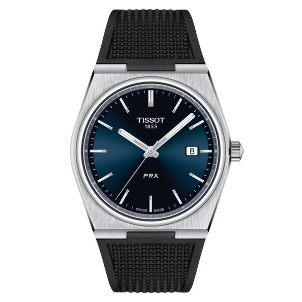 TISSOT 天梭 PRX 系列復古時尚石英腕錶藍面膠帶款 40mm T1374101704100