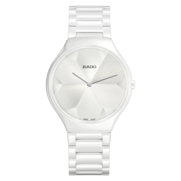 RADO True Thinline 雷達真薄系列世界花園特別版白陶瓷石英錶 39mm R27007032