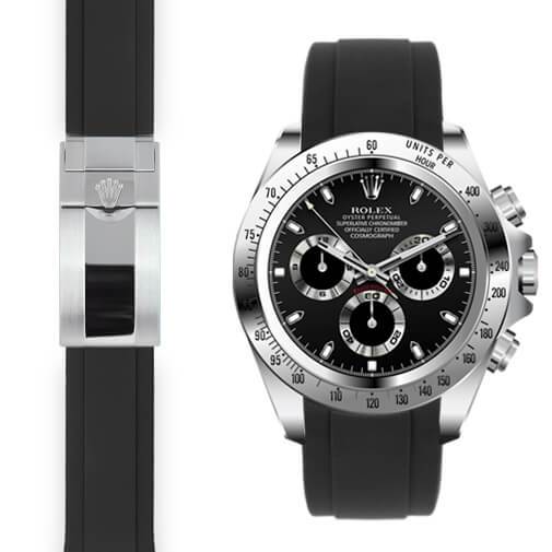 EVEREST錶帶 ROLEX DAYTONA 116500LN 116503 16520 116520 橡膠錶帶摺疊扣