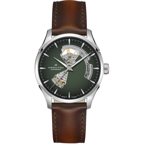 HAMILTON 漢米爾頓 JAZZMASTER 爵士系列 OPEN HEART 80小時自動腕錶漸層綠 40mm H32675560