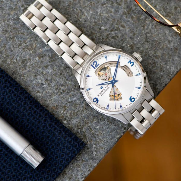 HAMILTON漢米爾頓 JAZZMASTER爵士系列OPEN HEART 80小時自動腕錶 H32705152