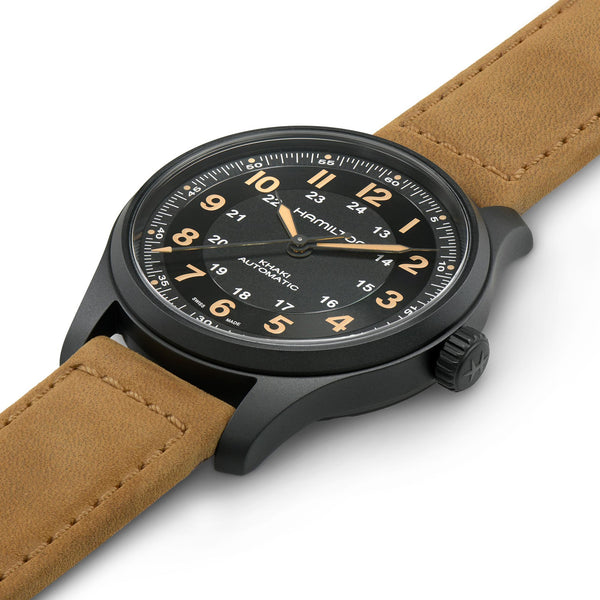 Hamilton 漢米爾頓 Khaki Field 卡其野戰系列黑色PVD自動上鏈鈦金屬腕錶 42mm H70665533