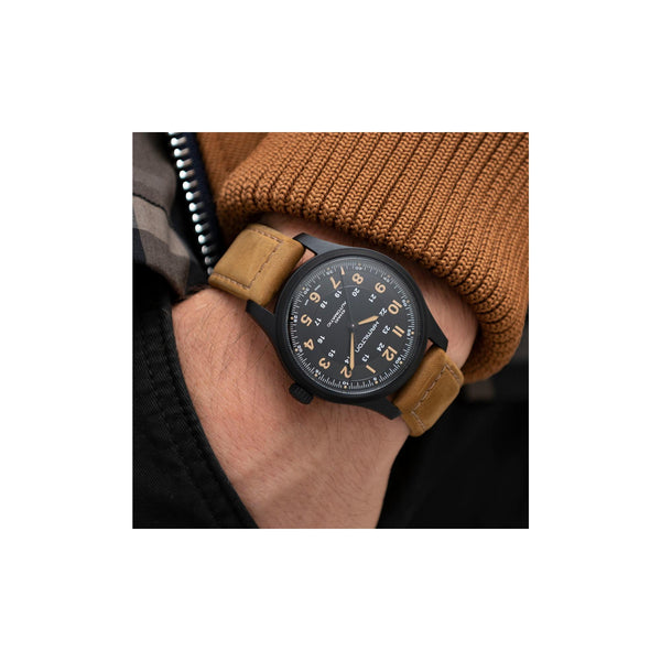 Hamilton 漢米爾頓 Khaki Field 卡其野戰系列黑色PVD自動上鏈鈦金屬腕錶 42mm H70665533