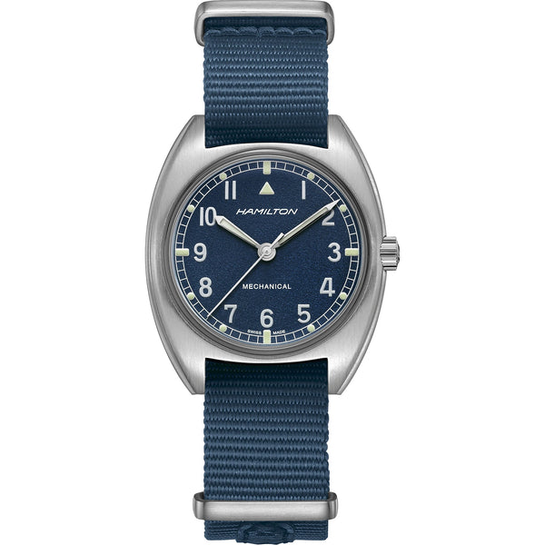 Hamilton 漢米爾頓 Pilot Pioneer 卡其航空系列手上鏈藍面款機械錶 36mm H76419941