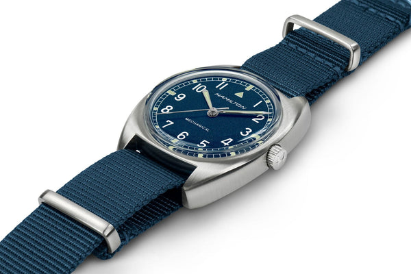 Hamilton 漢米爾頓 Pilot Pioneer 卡其航空系列手上鏈藍面款機械錶 36mm H76419941