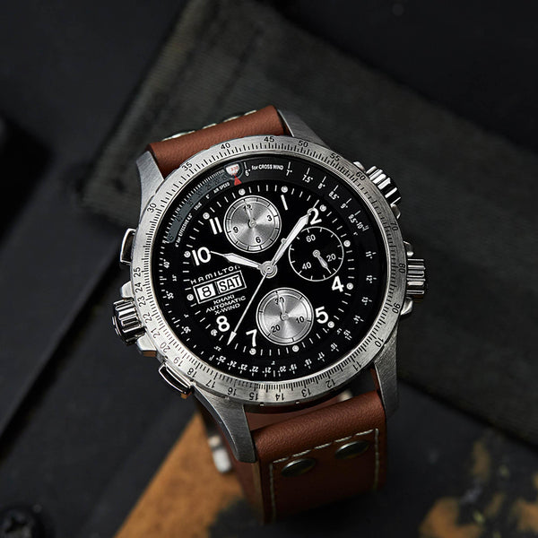 Hamilton 漢米爾頓 X-Wind 卡其航空系列不銹鋼機械飛行計時碼錶 44mm H77616533