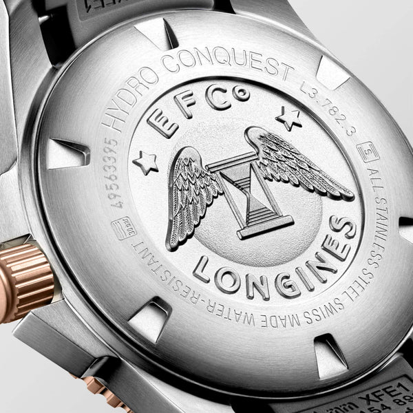 LONGINES 浪琴 HydroConquest 深海征服者系列浪鬼陶瓷潛水機械錶 43mm L37823789 灰面玫瑰金PVD塗層