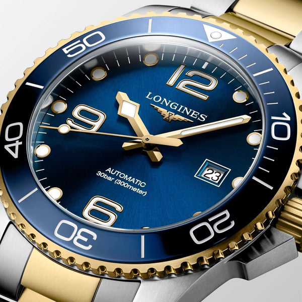 LONGINES 浪琴 HydroConquest 深海征服者系列浪鬼陶瓷潛水機械錶 43mm L37823967 藍金黃色PVD塗層