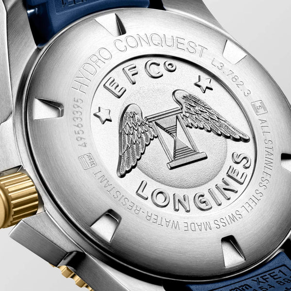 LONGINES 浪琴 HydroConquest 深海征服者系列浪鬼陶瓷潛水機械錶 43mm L37823969 藍金黃色PVD塗層
