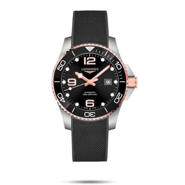 LONGINES 浪琴 HydroConquest 深海征服者系列浪鬼陶瓷潛水機械錶 43mm L37823589 黑面玫瑰金PVD塗層