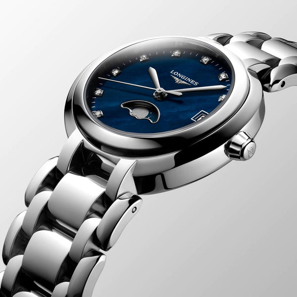 LONGINES 浪琴 PrimaLuna  新月真鑽月相石英女錶 30mm L81154986
