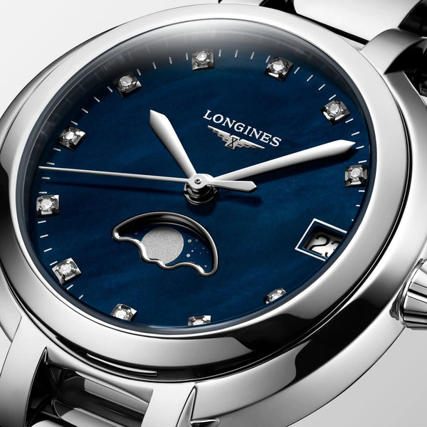 LONGINES 浪琴 PrimaLuna  新月真鑽月相石英女錶 30mm L81154986