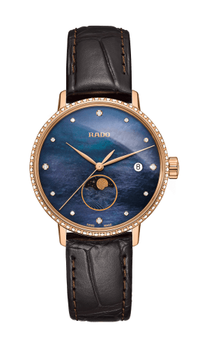 Rado 雷達錶 Coupole 晶璨系列玫瑰金PVD月相石英腕錶 34mm R22884935 - 新萬國鐘錶