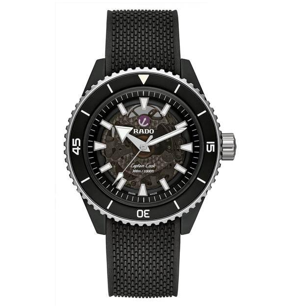 RADO 雷達錶 Captain Cook 庫克船長300米高科技陶瓷鏤空腕錶 43mm R32127156