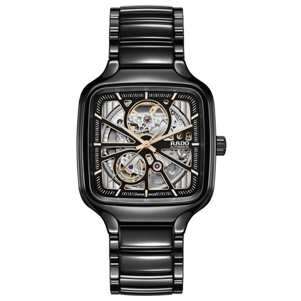 RADO 雷達錶 TRUE SQUARE OPEN HEART 真我系列方形開芯陶瓷自動機械腕錶 38mm R27086162
