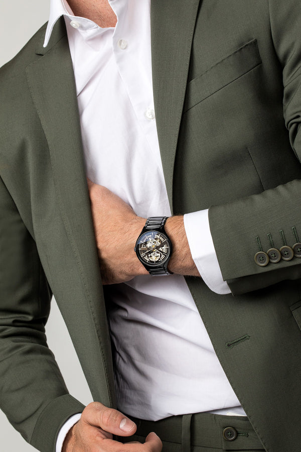 Rado 雷達錶 TRUE 真我系列高科技陶瓷鏤空機械男士腕錶 R27511302