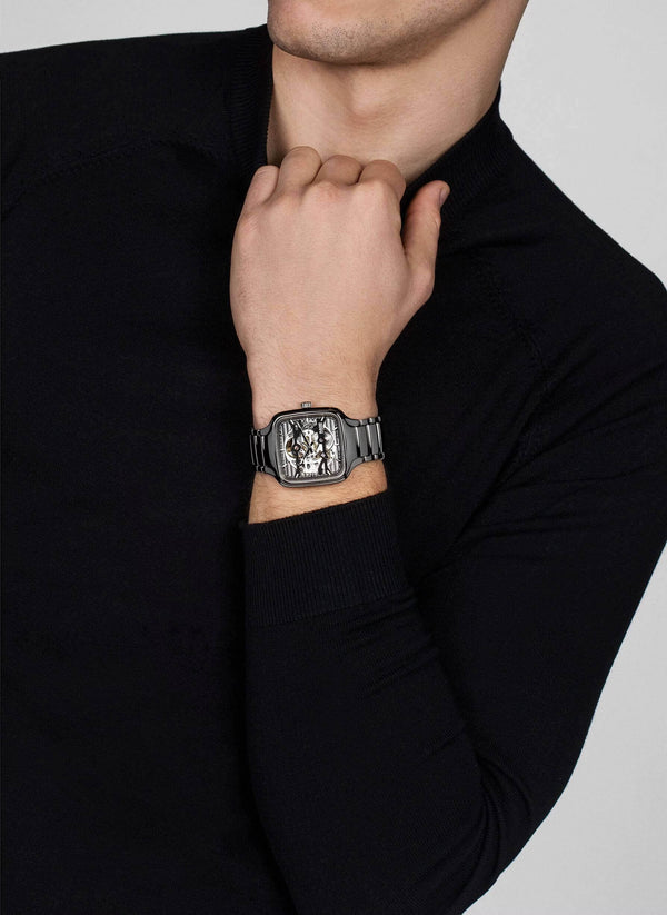 RADO TRUE SQUARE 雷達錶真我方形系列鏤空等離子色高科技陶瓷自動機械腕錶 38mm R27125152