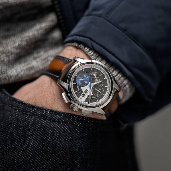 Hamilton 漢米爾頓 Jazzmaster 爵士系列翻轉雙面計時機械腕錶 44mm H32876550