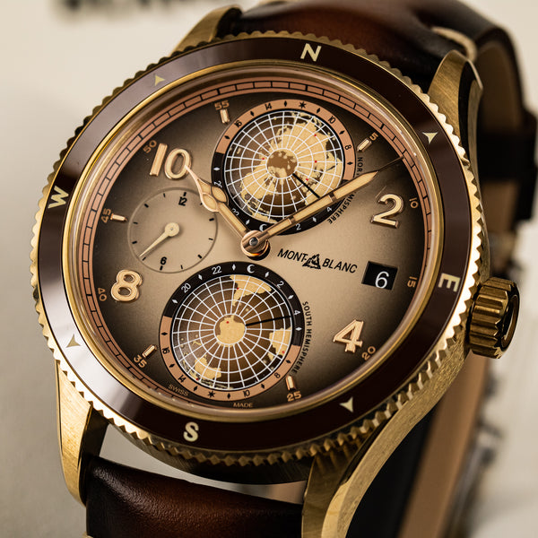 MontBlanc 萬寶龍 邁向未知的世界挑戰 | 1858 Geosphere 世界時區限量沙漠版青銅腕錶