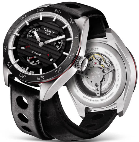 TISSOT 天梭 PRS516系列復古小秒針機械錶黑色PVD腕錶 42mm T1004281605100