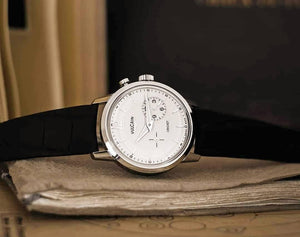 VULCAIN 窩路堅總統系列鬧鈴手上鍊小秒針腕錶 42mm 400150G25.BAL100