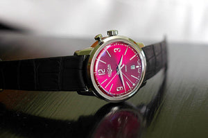 VULCAIN 窩路堅總統系列鬧鈴手上鍊酒紅色面腕錶 42mm 110151A85.BAL100