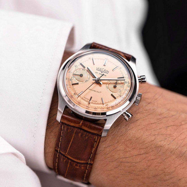 VULCAIN 窩路堅 1970系列鮭魚面計時碼錶 38mm 640109B80.BAN228