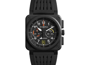 Bell & Ross 柏萊士 BR-03 Rafale Solo Display 疾風戰鬥機單機飛行表演隊計時陶瓷腕錶 42mm BR0394-RSD-CE/SRB - 新萬國鐘錶