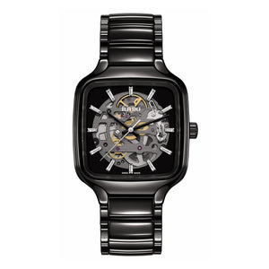 RADO 雷達錶 TRUE Square 真我方形系列陶瓷自動機械鑲鑽鏤空腕錶 R27124702