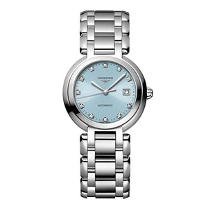 LONGINES 浪琴 PrimaLuna 新月系列冰藍色鑽面女士機械錶 30mm L81134906