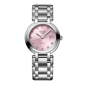 LONGINES 浪琴 PrimaLuna 新月系列粉色鑽面女士機械錶 30mm L81134996