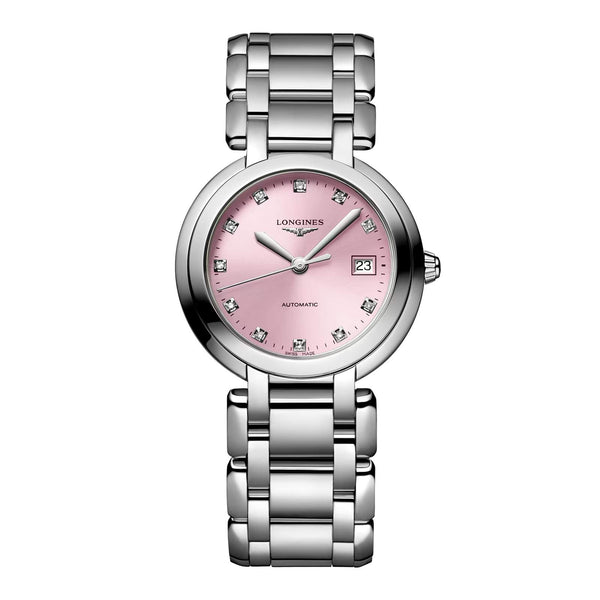 LONGINES PrimaLuna 浪琴新月系列粉色鑽面女士機械錶 30mm L81134996