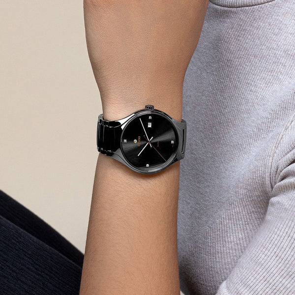 RADO 雷達錶 True Round 真我系列鑽面刻度等離子高科技陶瓷機械腕錶 40mm R27057712