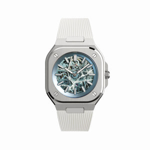 Bell & Ross 柏萊士 BR-05 Skeleton Arctic Blue 冰裂紋鏤空限量版腕錶膠帶款 40mm BR05A-AB-SKST/SRB