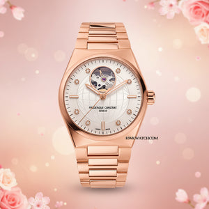 Frederique Constant 康斯登 HIGHLIFE 心跳鏤空玫瑰金真鑽機械腕錶 34mm FC-310MPWD2NH4B - 新萬國鐘錶