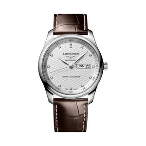 LONGINES 浪琴 Master 巨擘系列年曆功能顯示麥粒紋鑲鑽機械錶 40mm L29104773 - 新萬國鐘錶